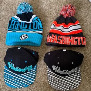 Two beanies and Two Snap backs.